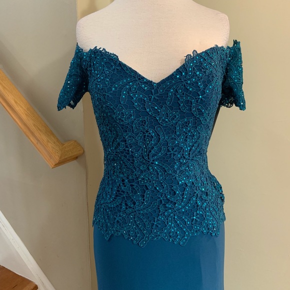 MGNY 71517 teal dress size 4 & 14 - Picture 3 of 8